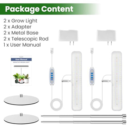 Aumtrly Plant Light White 2 Pack, Desk LED Grow Lights for Indoor Plants - size: 2 Pack/white