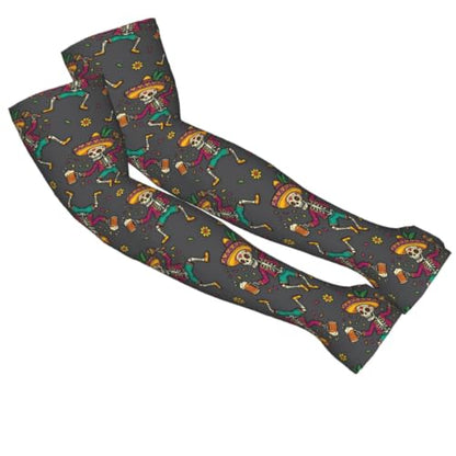 FREEHOTU Gardening Arm Sleeves for Women Men - color: Beer Mexican Skull Skeleton