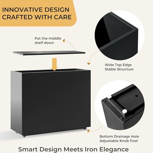Metal Divider Planter, 30W x 11D x 24H, Black - color: Black, size: 30Wx11Dx24H