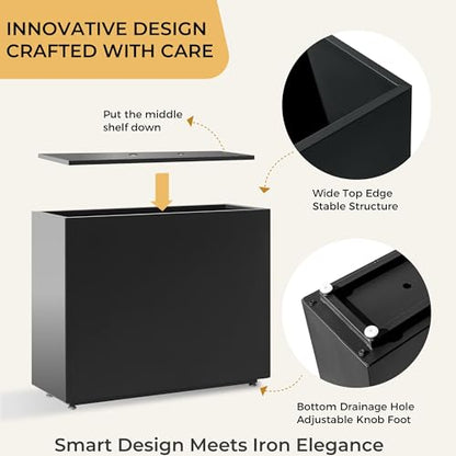 Metal Divider Planter, 30W x 11D x 24H, Black - color: Black, size: 30Wx11Dx24H