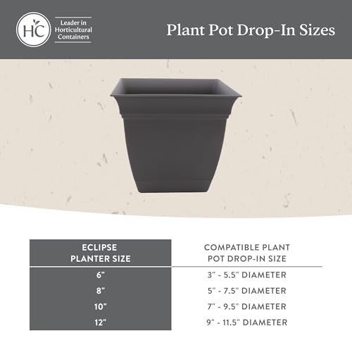 The HC Companies Eclipse Square Planter Pot, 12 Inch, Black, 2-Pack - color: Black, size: 12", style: Pack of 2