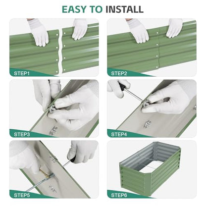 Galvanized Steel Raised Garden Bed, 4x2x1.4ft, 2Pack, Green - color: Olive Green, size: 4×2×1.4 ft (2 Packs)
