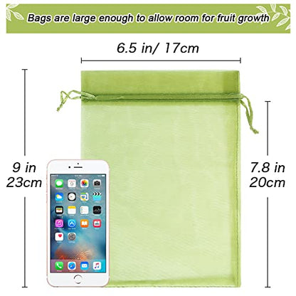 HRX Package 100pcs Mesh Fruit Protection Bags 6x9 in for Gardeners (Green) - size: 6x9 inches