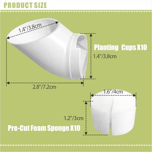 Hydroponic Vegetable Growing Device with Net Cup and Foam Sponge, Soilless Plant Starter for Indoor Garden System, 10 PCS (White) - color: white