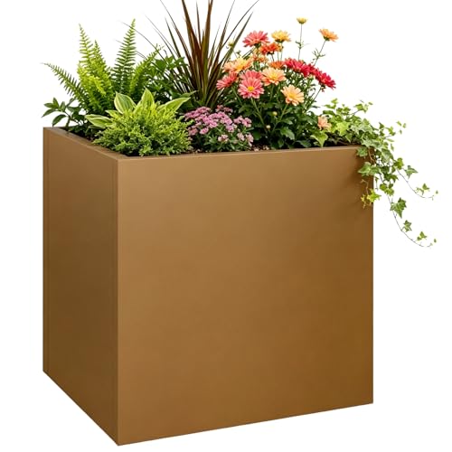 Corten Steel Planter Box 20"x20"x21", Large Metal Square Planter - color: Rust, size: 21"H x 20"L x 20"W