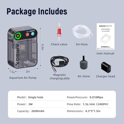 Live Bait Aerator,Ultra-long Battery Life,Rechargeable Air Pump - size: Medium
