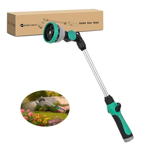 Yesker Watering Wand for Garden Hose, 21 Inch, 10 Spray Patterns, Adjustable Water Sprayer with Pivoting Head, Garden Hose Nozzle with Thumb Flow Control, Ideal for Water Plant and Yard Washing - size: 21 Inch