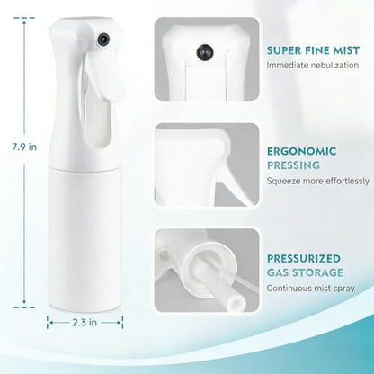 Continuous Spray Bottle for Hair, 6.8 OZ Ultra Fine Mist Spray Bottle - color: Whole White