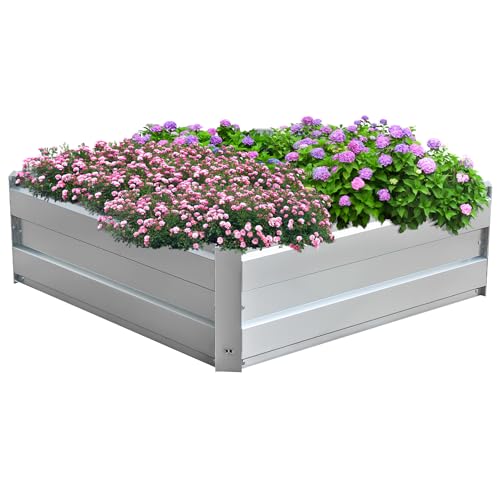 Galvanized Raised Garden Bed Kit, Metal Planter for Vegetables & Herbs, 3x3x1FT, Easy Assembly - size: 3x3x1FT