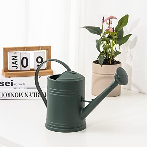 Plastic Indoor Watering Can with Sprinkler Head - 68 oz, 1/2 Gallon - color: Dark Green