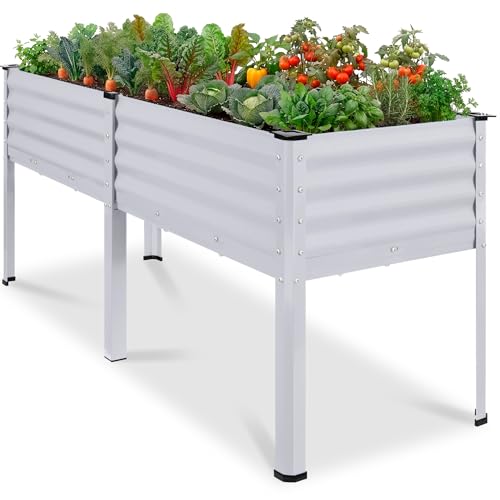 Best Choice Products 72x24x30in Non Toxic Galvanized Raised Garden Bed, Metal Elevated Planter Box, Vegetable Garden, 100% Non Toxic Materials - Moonlight Gray - color: Moonlight Gray, size: 72x24x30in