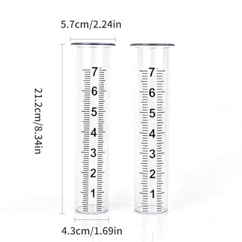 Plastic Rain Gauge Replacement Tube 2PCS,Outdoor 8.3" Clear Rain Meter - color: Transparent