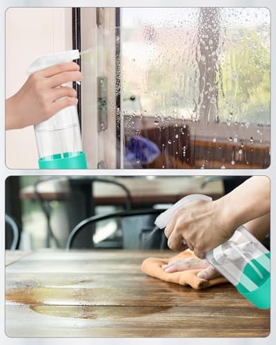 Glass Spray Bottles for Cleaning - 16 oz Spray Bottles with Silicone Sleeve - color: Green