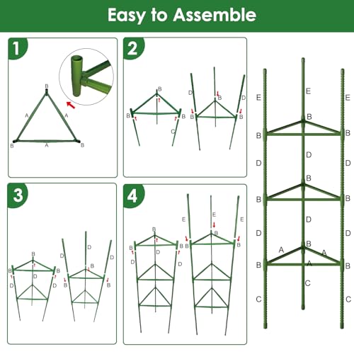 CEWOR 3 Pack Tomato Cage, 51.2 Inch Tall Adjustable Tomato Trellis - size: 51.2 Inch