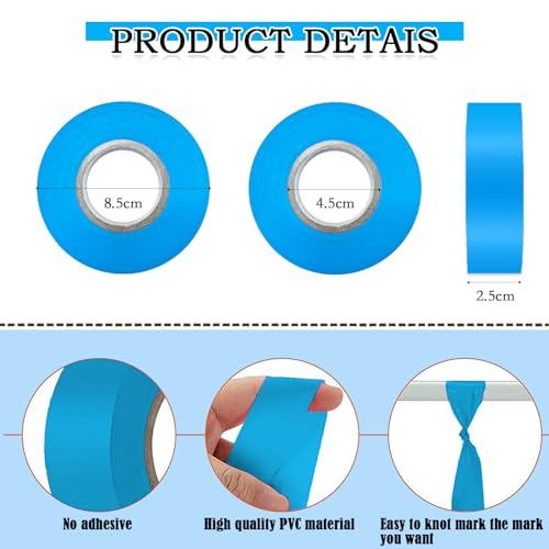 10 Pack Blue Flagging Tape, Non-Adhesive Plastic Ribbon Neon Marking Roll - color: Blue-10pack
