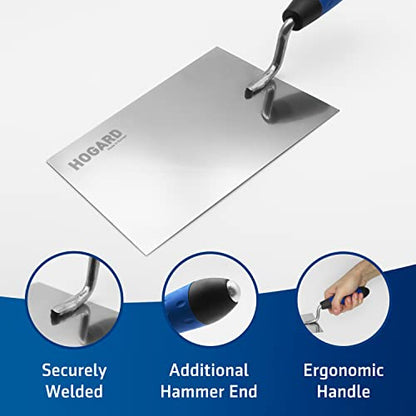 7" Margin Trowel Premium | Made of Stainless Steel | Flat Masonry Hand Trowel Tool with Soft Grip Handle | The Best Bucket Trowel Concrete Tool.