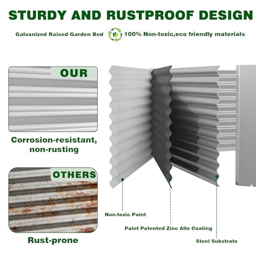 Galvanized Steel Raised Garden Bed, Extra Large Outdoor Planter Box for Vegetables & Herbs, Rust-Resistant and Easy to Clean DIY Garden Box (3, 6×3) - size: 6×3