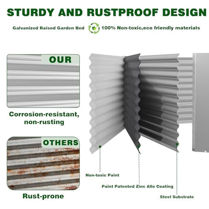 Galvanized Steel Raised Garden Bed, Extra Large Outdoor Planter Box for Vegetables & Herbs, Rust-Resistant and Easy to Clean DIY Garden Box (3, 6×3) - size: 6×3