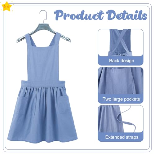 Kids Pinafore Apron, Cross Back Apron, Japanese Style Bib Aprons Home Clothes - color: Blue, size: 60 x 122 cm