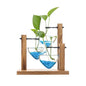 Plant Propagation Station, Heart-Shaped Hydroponic Glass Vase with Wooden Stand Decorative Propagation Stations with Blue Glass Beads for Home Desk Office Gardening Gifts for Plant Lovers