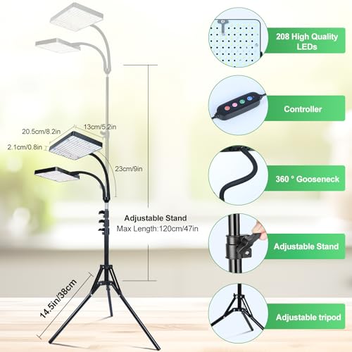 FRGROW 2026 2Head Grow Light with Stand for Indoor Large and Tall Plants - size: 2 Head-Stand
