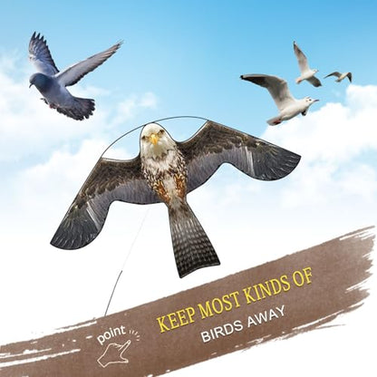 Bird Scarer Kite with 13ft Pole Bird Hawk Flying Kite-Style B - color: style B with 4m pole