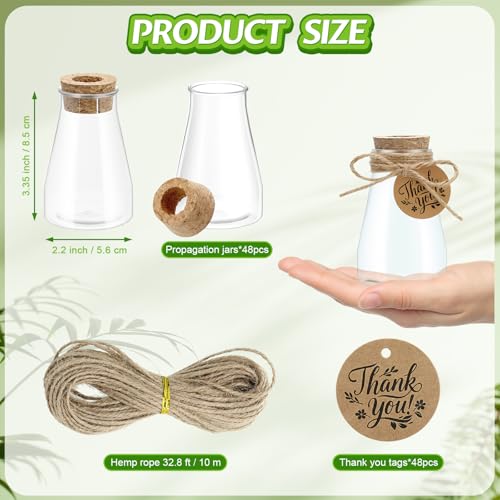 48PCS Plant Propagation Stations 3.35'' Plastic Propagation Jars Clear Vase - size: 48 Pack