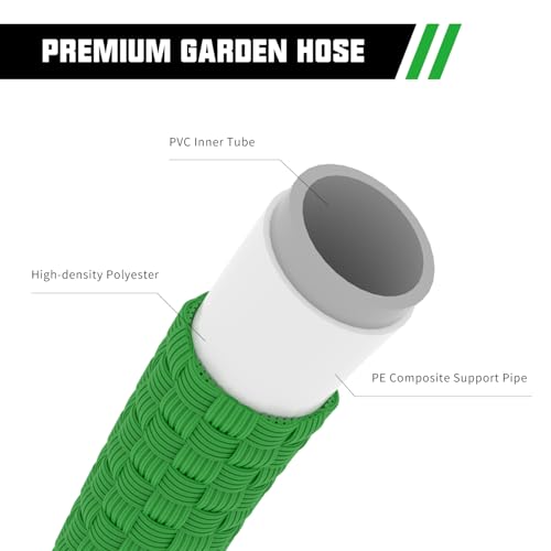 50FT Premium Non-Expanding Garden Hose Ultra Lightweight Design 50 FT Watering Hose with 10 Function Nozzle, Kink & Tangle-Free, Leakproof & Pressure Resistant for Yard/Lawn/Camping (Green) - color: Green, size: 50FT