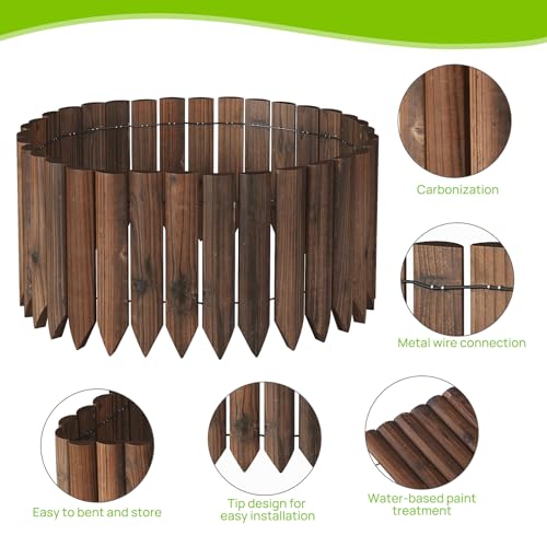 Wood Garden Edging Border Landscape Edging Wooden Garden Fence (1PACK 4FT) - size: Double-Ended