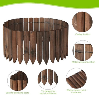 Wood Garden Edging Border Landscape Edging Wooden Garden Fence (1PACK 4FT) - size: Double-Ended