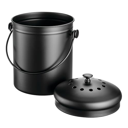 iDesign 1.3 Gallon Compost Bin with Double Filtration System - Matte Black - color: PC Matte Black