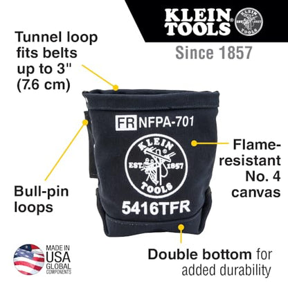 Klein Tools 5416TFR Flame Resistant Canvas Tool Bag, 3 Pocket, 9x5x10-Inch