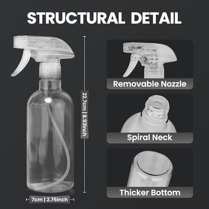 DIYSELF 2 Pack Spray Bottles for Cleaning 16.9 oz/500 ml Empty Spray Bottle - color: Clear, size: 2-Pack