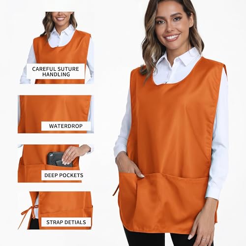 Xeoxarel Unisex Cobbler Apron with 3 Deep Pockets, Smock Vest Apron - color: 3 Pack - Orange