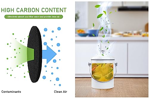 Charcoal Filters for Kitchen Compost Bin, 10 Pack Compost Filters for Countertop Bin Pail Replacement, Activated Charcoal Home Bucket Refill Sets, Round 6.7 Inch