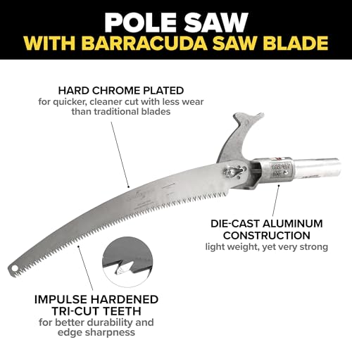 Jameson PS-3FPS1 Tri-Cut Pole Saw Head Kit, 13-Inch Barracuda Blade, Converts Extension Poles for Precise Tree Trimming and Pruning