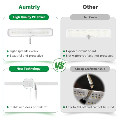 Aumtrly Plant Light White 2 Pack, Desk LED Grow Lights for Indoor Plants - size: 2 Pack/white