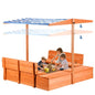 Kids Sandbox with Lid and Canopy, 47" Wooden Sand Box for Kids Ages 3-8