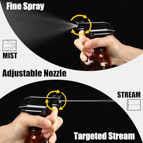 Spray Bottles 2 Pack 10 oz Refillable Plastic Squirt Bottle for Liquid - color: 2 Amber