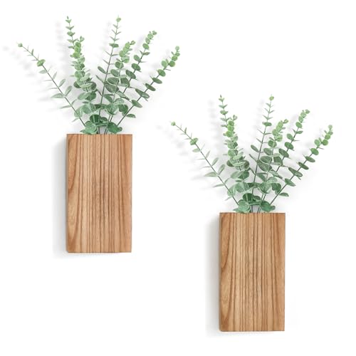 Dahey 2 Pack Wall Planter Vase with Fake Eucalyptus Plants for Wall Decor - color: Natural