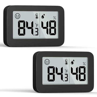 DOOMAY Mini Hygrometer Indoor Thermometer Digital Humidity Monitor 2-Pack - color: Black