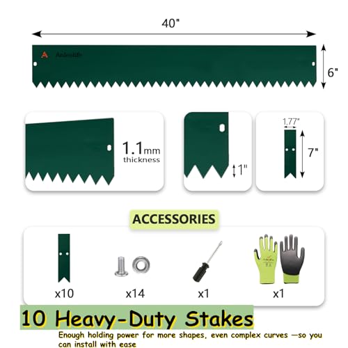 Anleolife 6-inch Green Steel Garden Edging - color: Green, style: 6 inch tall