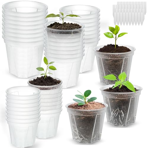 40 Pack Clear Plant Nursery Pots with Drainage 6 Size Plastic Orchid Pots - size: MIX-3 Sizes
