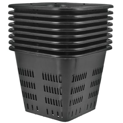GANAZONO 8Pcs 4.33 Inch Hydroponic Net Pots Square Mesh Planting Baskets Plastic Nursery Cups for Indoor Gardening Vegetable and Orchid Cultivation