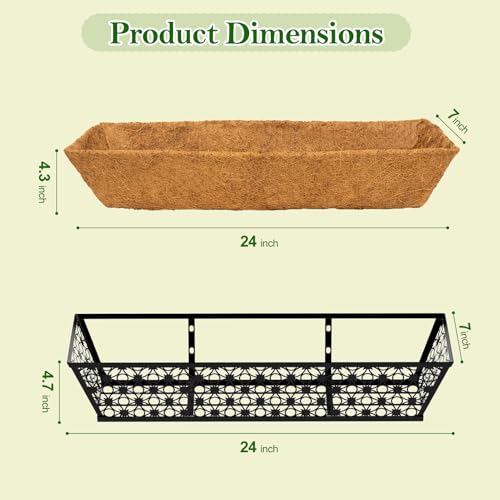 SPECILITE 24" Adjustable Metal Window Railing Planters Boxes, 6 Pack - size: 24in, style: 6Packs