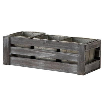 SOFE Rustic Galvanized Planer Box, Indoor Windowsill Herb Garden Organizer