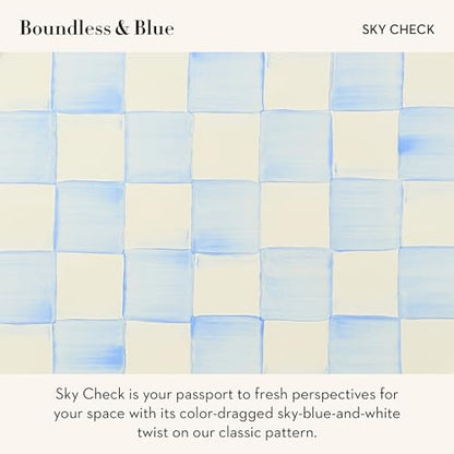MACKENZIE-CHILDS Enamel Herb Pot Set, Small, Light-Blue-and-White Sky Check - color: Sky Check