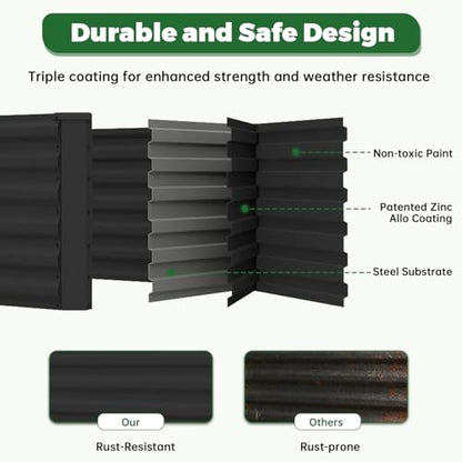 NAVINE 6x3x3ft Outdoor Metal Raised Garden Bed, Metal Planter Box, 2-Pack - color: Black, size: 6x3x3 FT-2PC