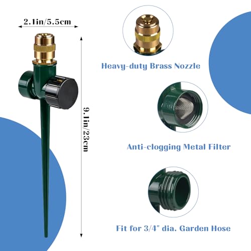 2 Pack Metal Lawn Sprinklers for Yard, 360° Coverage Rotating Sprinkler