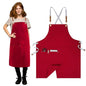 Crossback Pottery Apron Split Leg, Adjustable Straps - color: Red